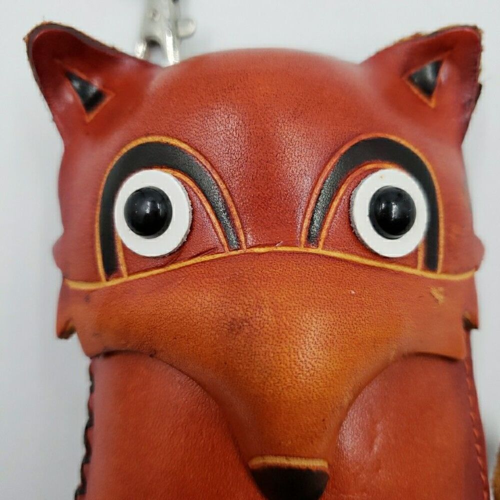 Fox Wristlet Coin Purse Cute Woodland Animal Gift Handmade Leather Mini Wallet - Picture 10 of 10